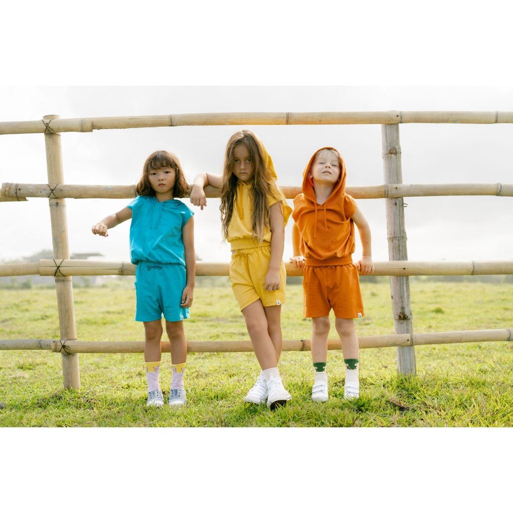 BOHOPANNA Summer Set 1-10 Tahun Setelan Hoodie Kutung Anak Unisex CBKS