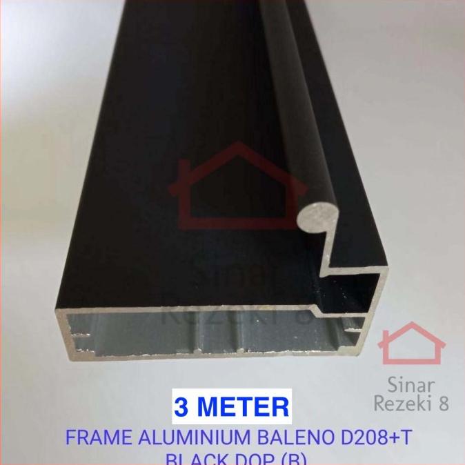 Frame Aluminium Hitam Handle Kaca Pintu Lemari Kitchen Profil Fhd 128