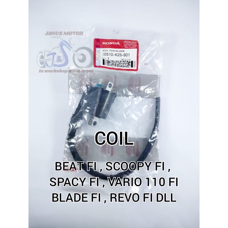 Koil pengapian Beat Vario Scoopy Spacy Injeksi FI ESP Original Honda AHM HGP coil kabel busi ori