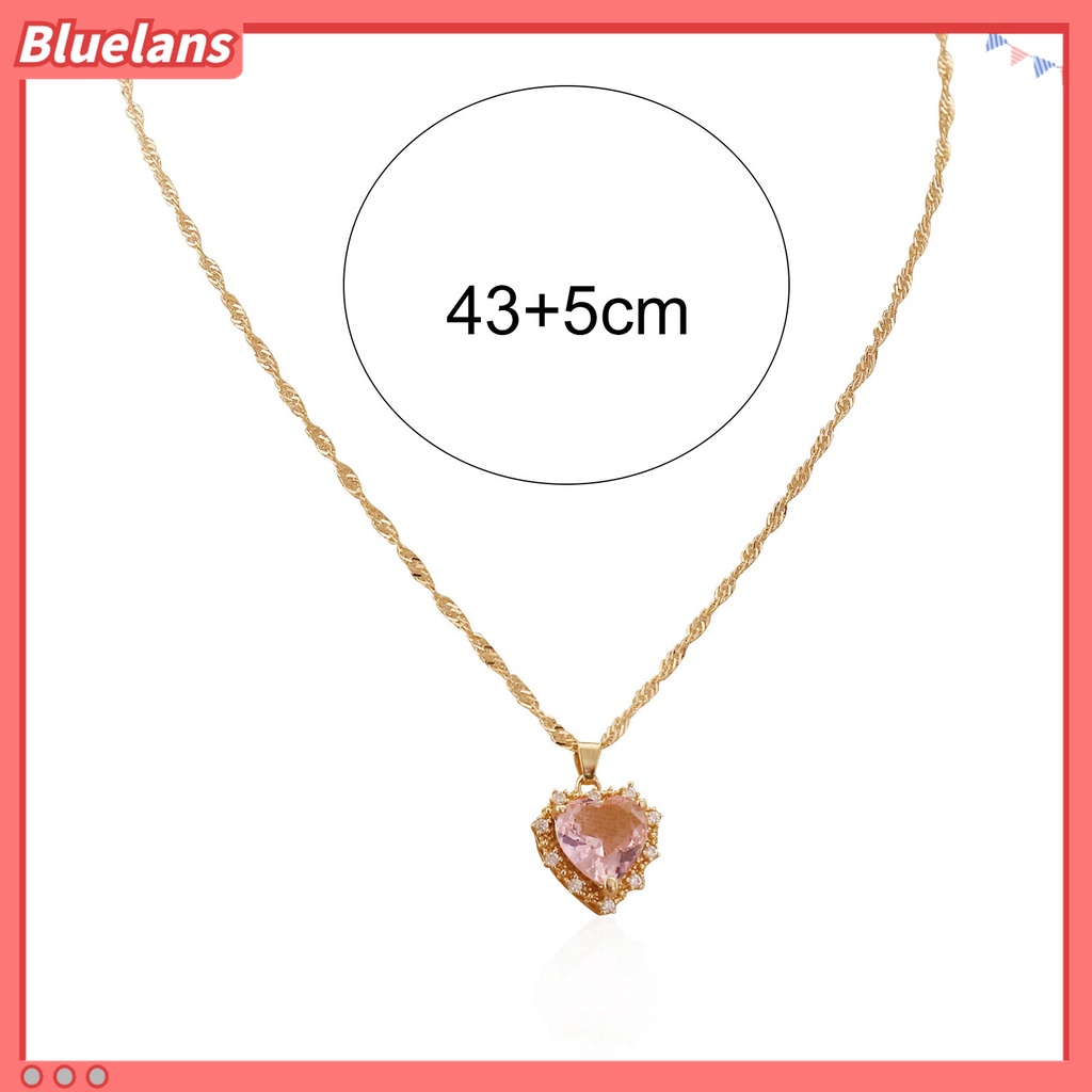 Kalung Rantai Liontin Hati Kecil Aksen Berlian Imitasi Untuk Perhiasan Wanita