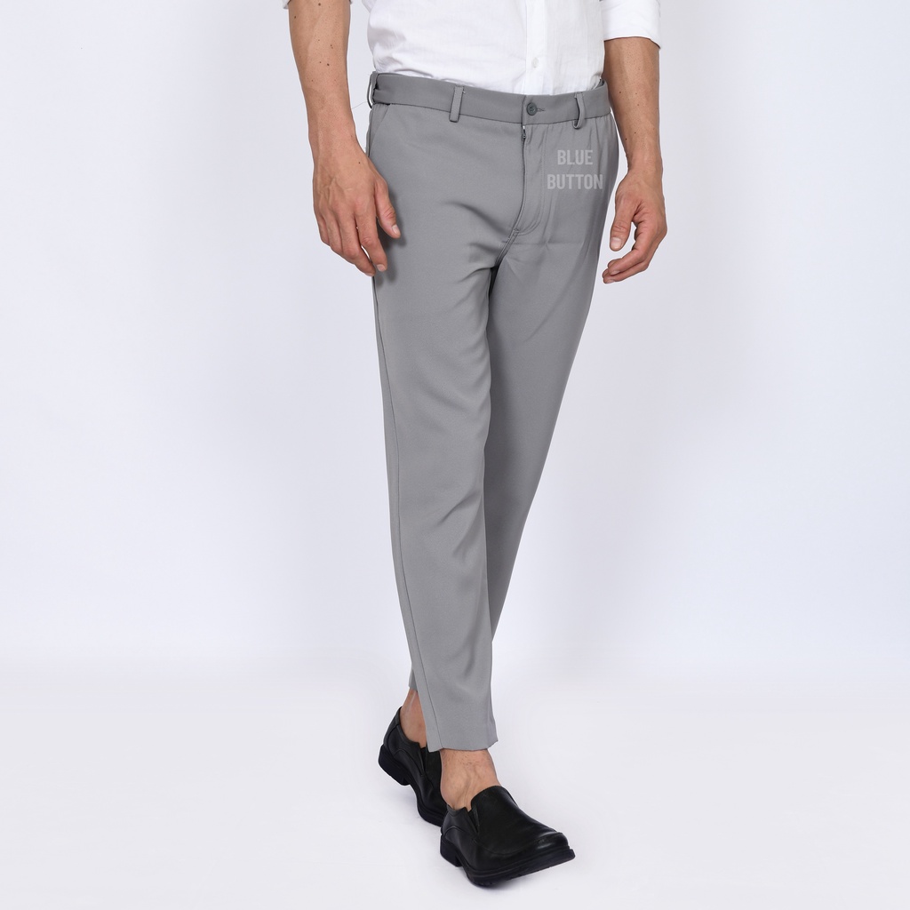 BlueButton Smart Trouser Ankle Pants Air Celana Bahan Panjang Pria Formal Kerja Kantor - Grey