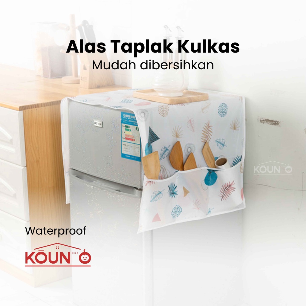 Cover Penutup Kulkas Anti Air Kain Tutup Kulkas Karakter Taplak Waterproof Refrigerator Dust Cover