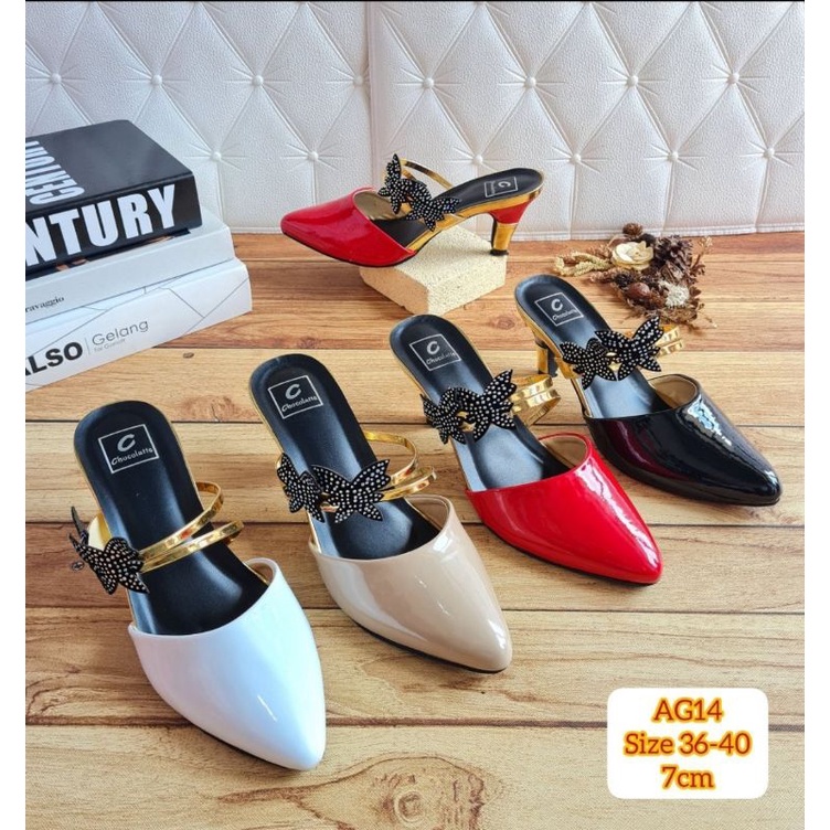 ABBUSHOES AG 14 haig hells mules kupu2 manik2 7cm