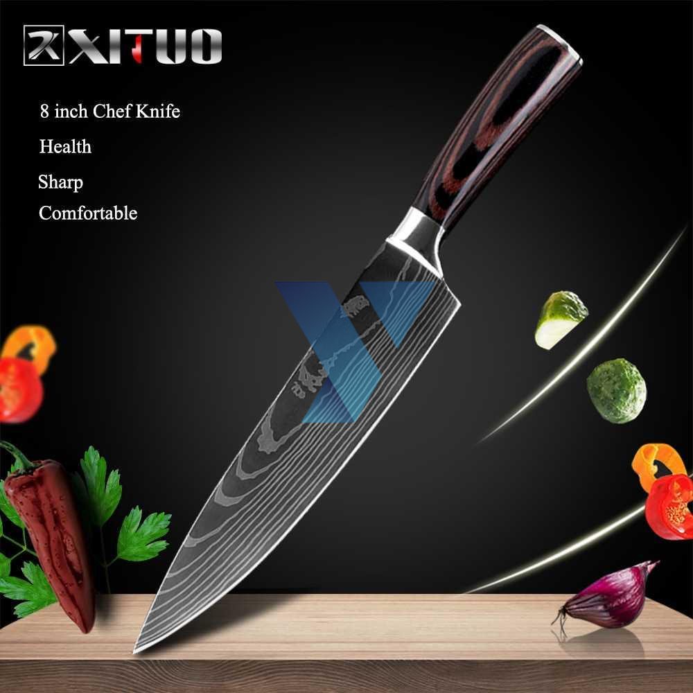 XITUO Pisau Dapur Chef Damascus Pattern ( Al-Yusi )