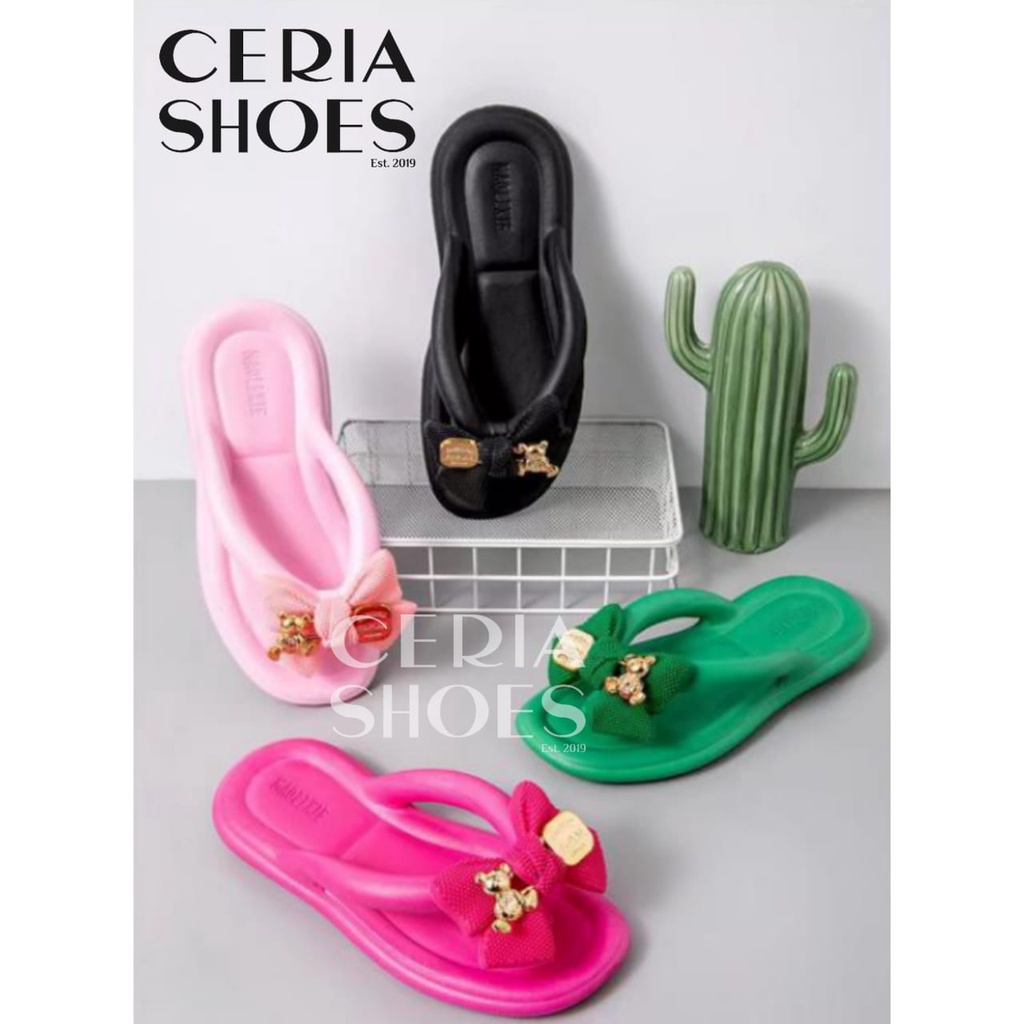 EVA Sandal Jepit Pita Pin Gold Wanita Bahan Spons Ringan Elastis Rubber Empuk Non-Slip Sole Sendal Bangkok LCM