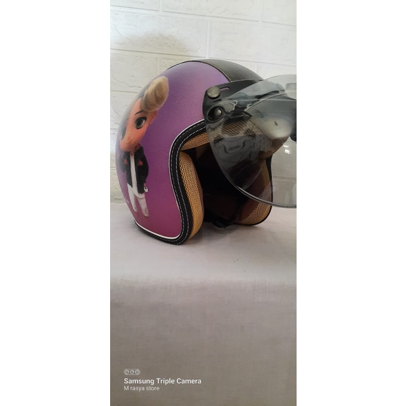 PROMO HELM BOGO - HELM BOGO DEWASA MOTIF BTS JIMIN - HELM BTS JIMIN WARNA UNGU - HELM RETRO BOGO SUD