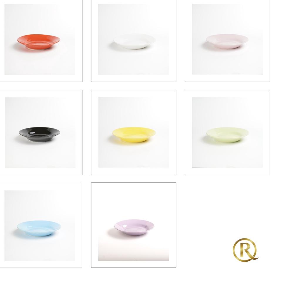 Produk Terbatas--Piring Makan Keramik 8.5inch 22cm Hitam Polos, Piring Nasi, Mie