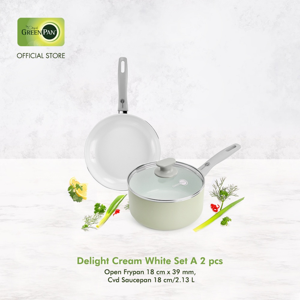 Jual GreenPan Delight Cream White Set A 2 pcs Shopee Indonesia
