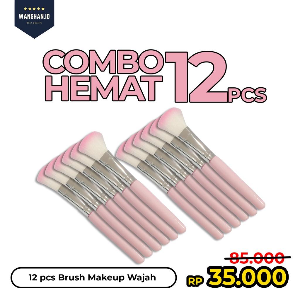 [WS] COMBO HEMAT 12pcs Brush Make Up / Kuas Make Up / Kuas Blush On / Alat Make Up Wanita