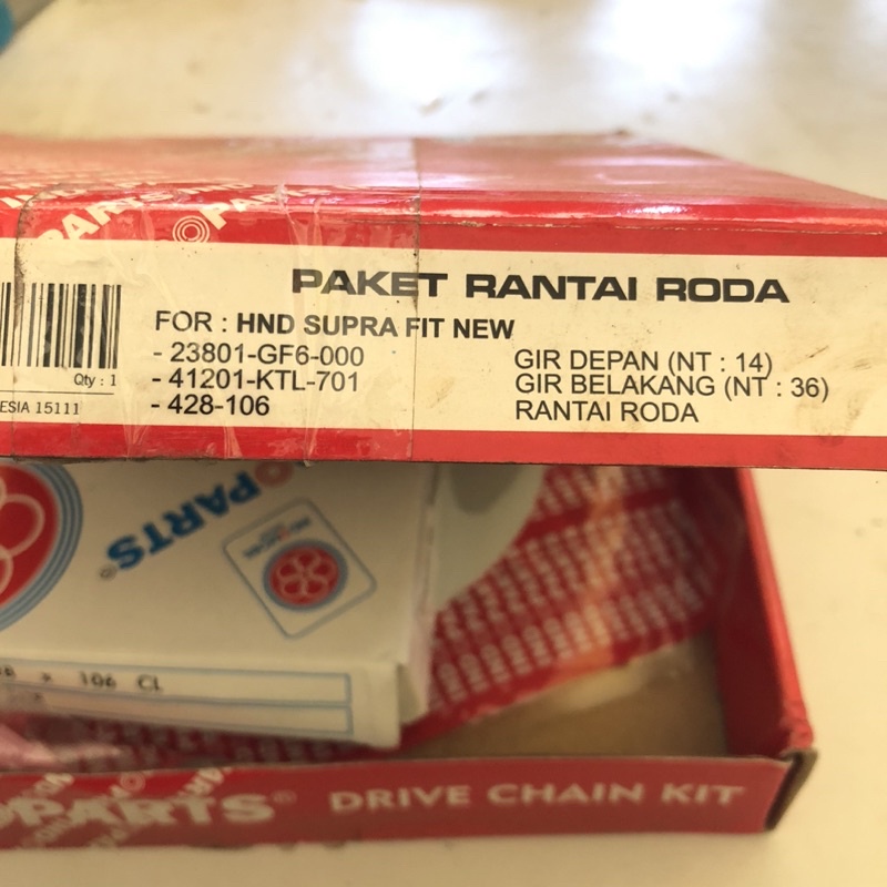 GEAR SET RANTAI INDOPART SUPRA FIT NEW KARISMA ORIGINAL ASPIRA H1436-28106-KTL