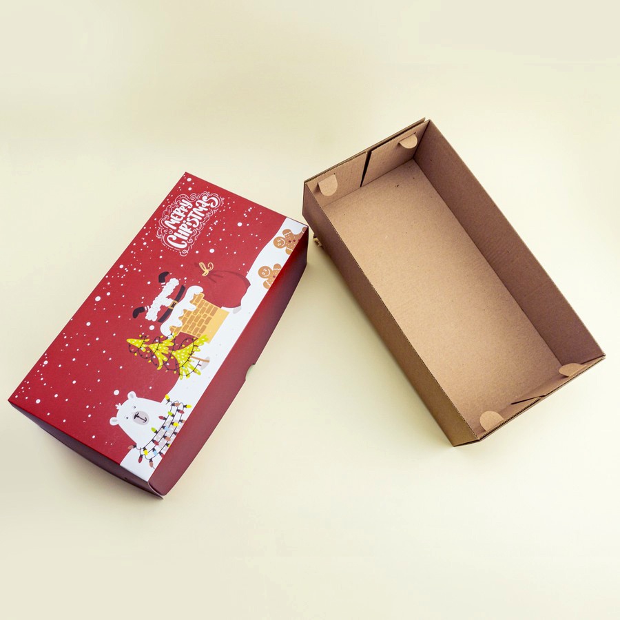 

( 1 pack isi 5pcs ) Dus Box Toples Kue Kering / Nastar isi 2 stoples ukuran 29.5x15x7 cm dan Tag ucapan Merry Christmas / Kotak Kemasan Hampers Parcel Natal