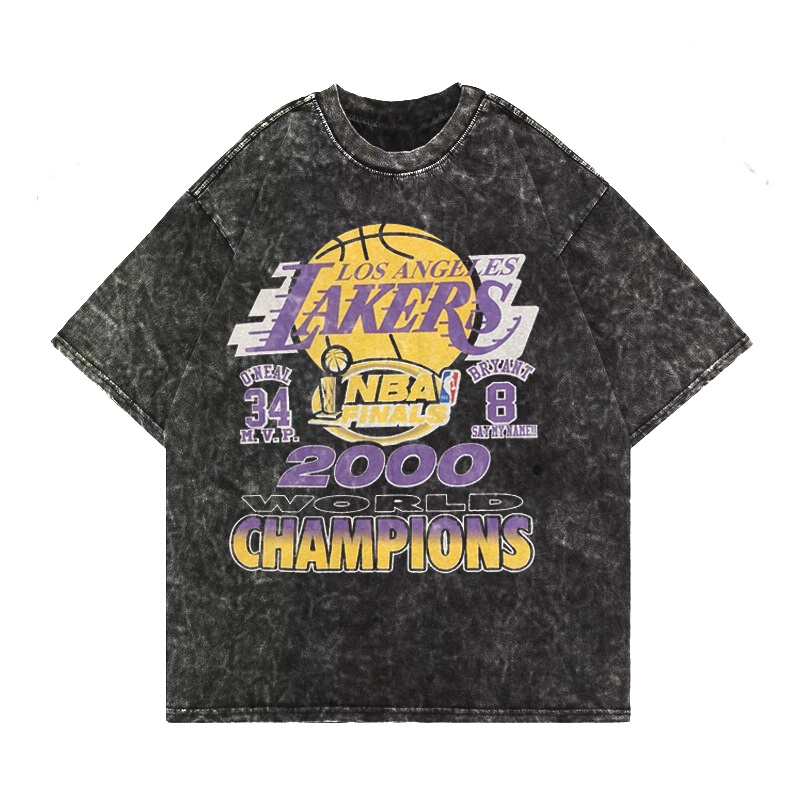 Kaos Oversized Washing T-shirt Lakers Championship Vintage Washed Tee