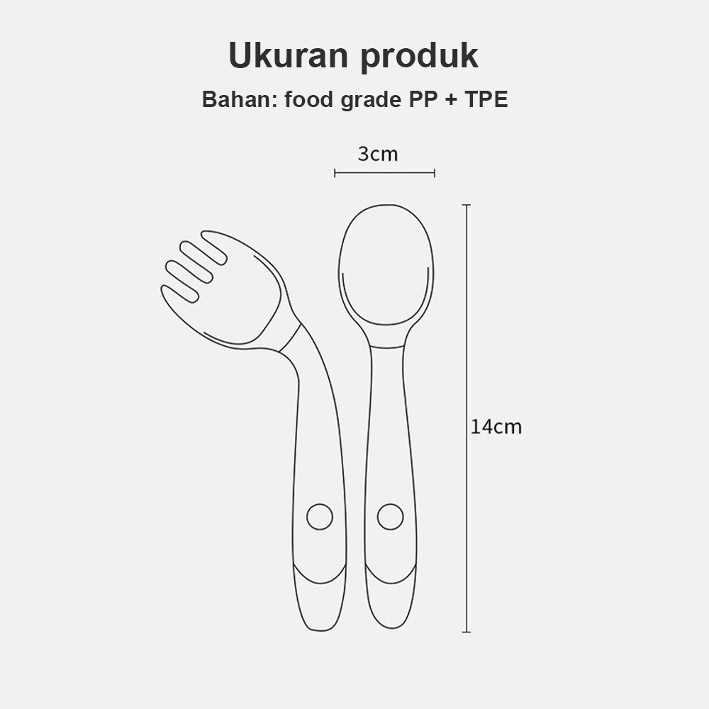 Halo Baby Sendok Garpu Makan Bayi / BPA free Baby Spoon Fork set free box bisa melengkung flexible