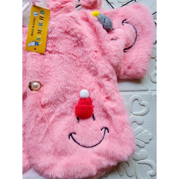 [0-3,5 tahun] JAKET BULU HANGAT ANAK PEREMPUAN IMPORT PREMIUM HOODIE MOTIF BUNGA KUPLUK / MANTEL COAT BULU HALUS HANGAT ANAK CEWEK IMPORT HOODIE