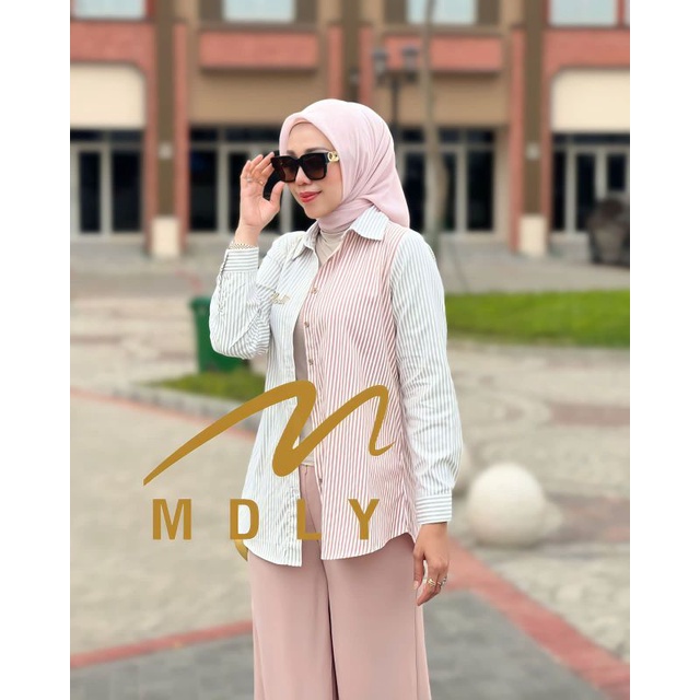 Kemeja Atasan Wanita Terbaru Original Anne Stripes Shirt by Mdly 3124