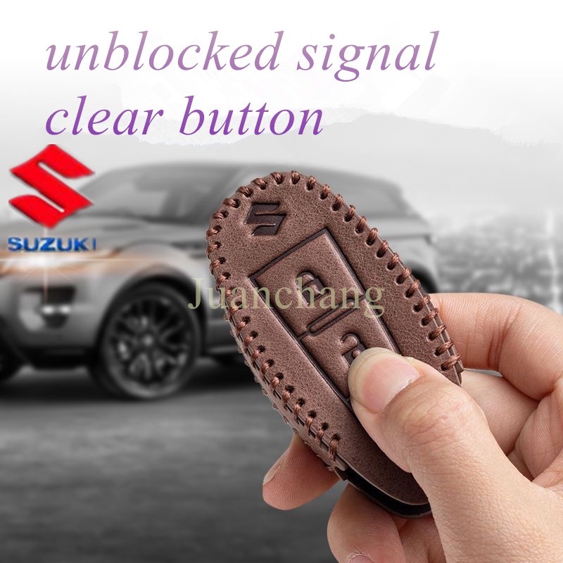 Casing Kunci Remote Mobil 3 Tombol Bahan Kulit Untuk Suzuki Vitara Swift Ignis Kizashi SX4 Baleno Ertiga 2016 2017 2018 2019