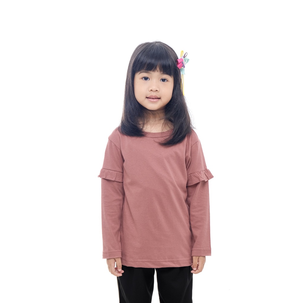 BAJU ANAK PEREMPUAN / KAOS ANAK PEREMPUAN / PAKAIAN ANAK CEWEK POLOS RAMPEL TANGAN DUSTY ROSE BRAND SUPERKSIDCLOTH 1 - 11 TAHUN