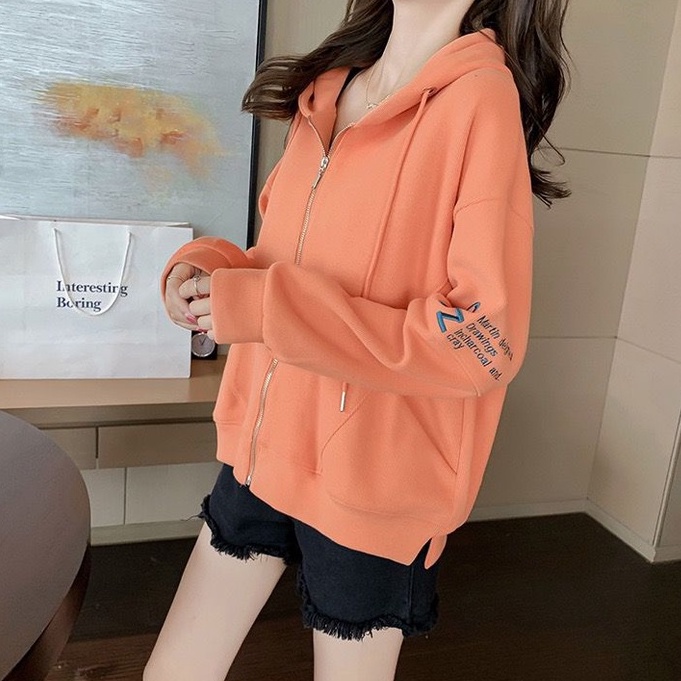 [littlecrab] Jacket Zipper Oversize Polos Sz Hoodie Resleting Bordir Martin Designed Drawings Incharcoal and Cray Hitam Orange Putih Jaket Berkualitas Simple Elegan Plain Korean Style