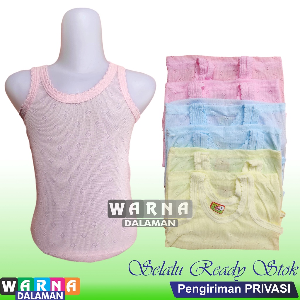 6 Pcs Singlet Warna Anak Kaos Dalam Anak CEWEK Motif Jala WARNA DALAMAN