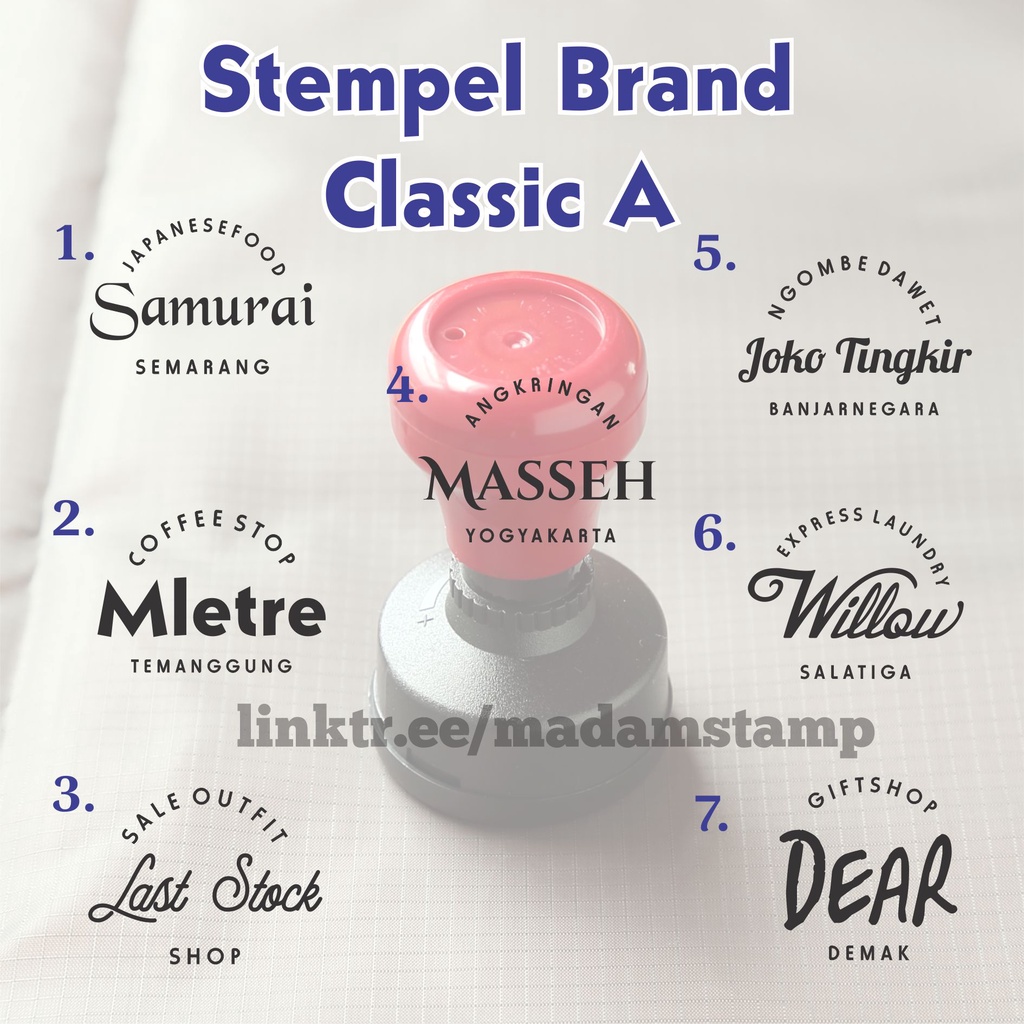 

stempel toko classic A 4cm otomatis flash warna nama desain brand logo