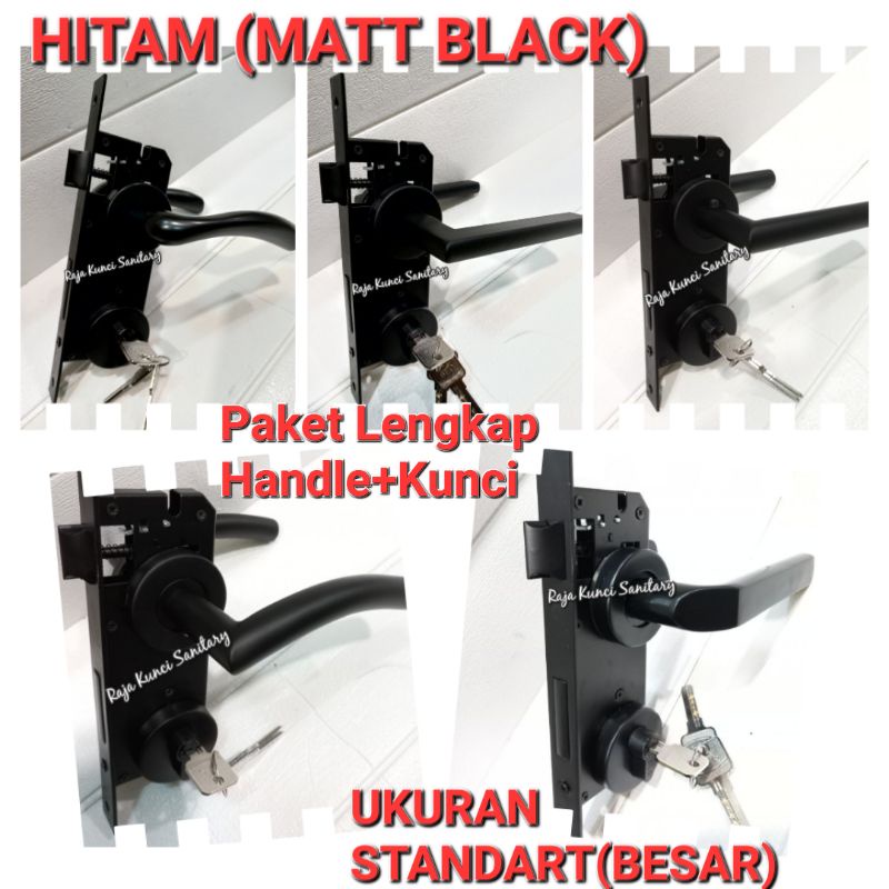 Paket Kunci Pintu Pisah Stainless Hitam Black/Gagang Pintu Kunci Pisah Full Hitam Black/Paket Lengkap Handle + Kunci