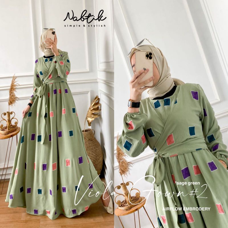 Gamis Wanita Viola Gown #2 original nabtik/terbaru
