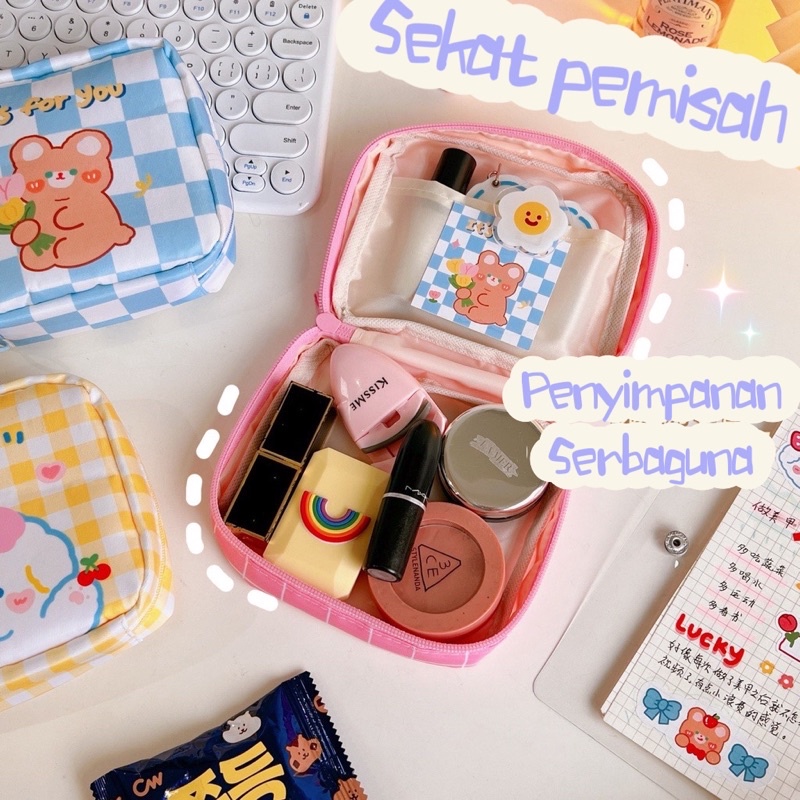 Dompet serbaguna pembalut kosmetik pouch karakter TU073 bear korea style