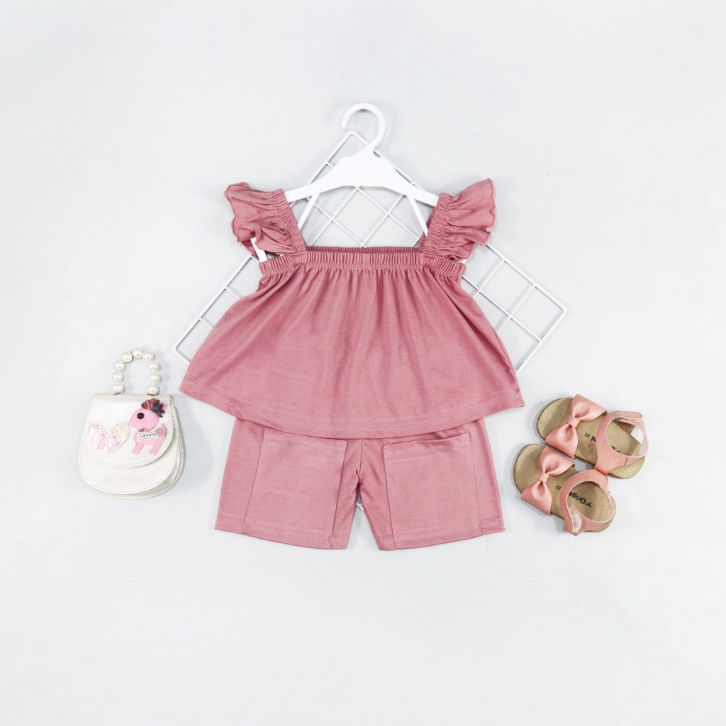 Owlet - setelan anak perempuan / setelan anak celana pendek / baju anak perempuan / set babydoll anak