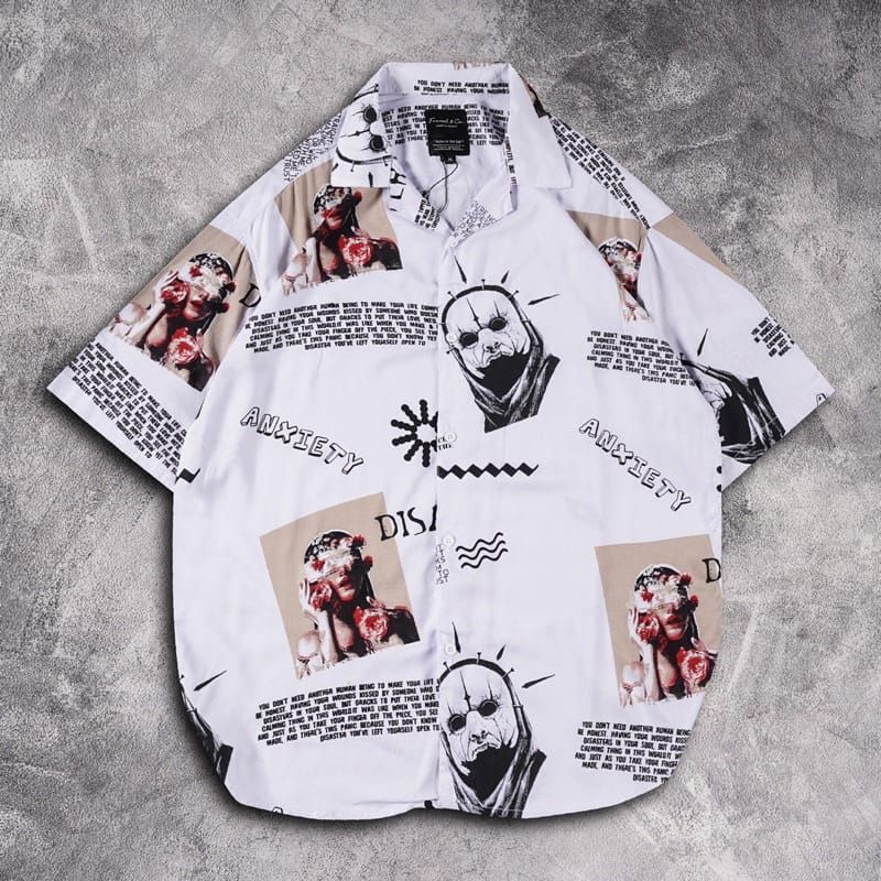 Baju Kemeja Hem Distro Skate Printing Surfing Motif Pantai Hawai Lengan Pendek Pria / Cowok Murah