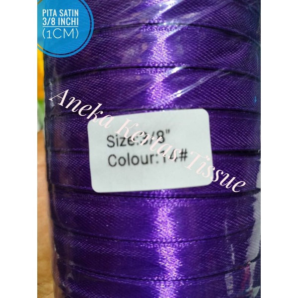 

Pita Satin 1 cm per roll 25 yard / Pita Satin 3/8 inchi - Ungu Tua