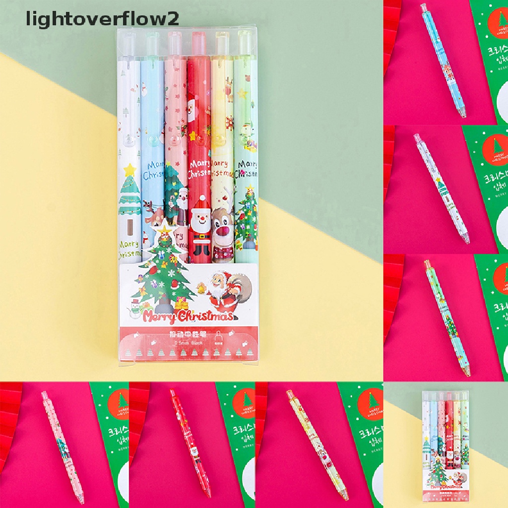 (lightoverflow2) 1 / 6pcs Pulpen Tinta Hitam 0.5mm Bisa Ditarik Untuk Sekolah / Kantor