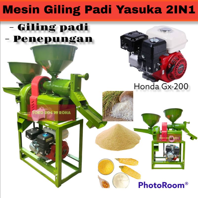 Mesin Giling Padi Dan Penepung 2IN1 Mesin Honda gx-200 Bensin