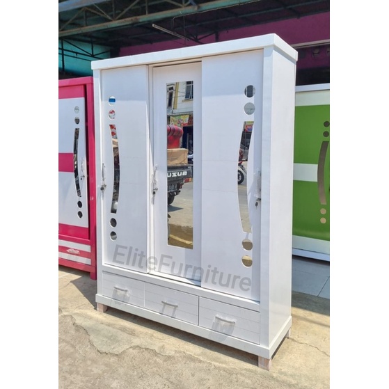 Lemari Pakaian 3Pintu Geser , Lemari Baju Sliding Multitriplek , Lemari Baju Gamis 3Pintu , Lemari B
