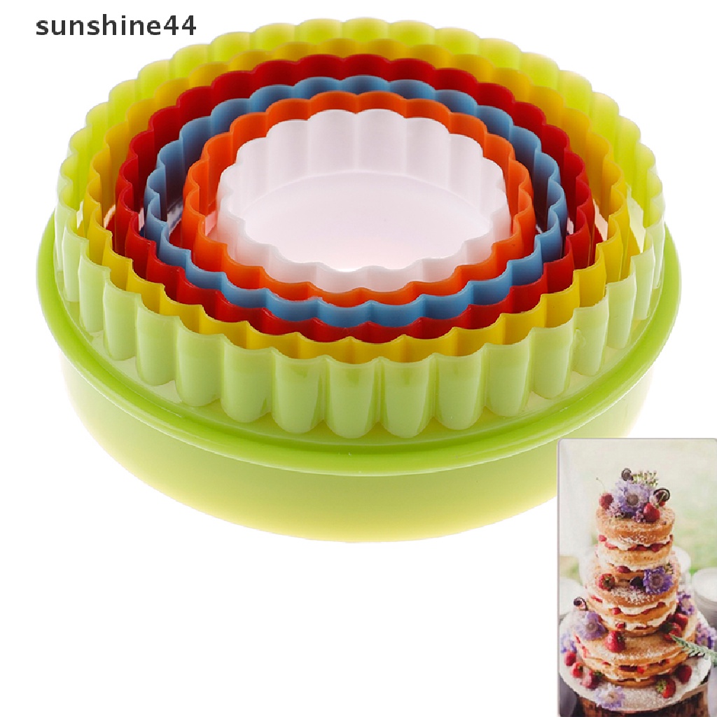 Sunshine 6Pcs Alat Pemotong Adonan Pangsit Bentuk Bunga / Bulat