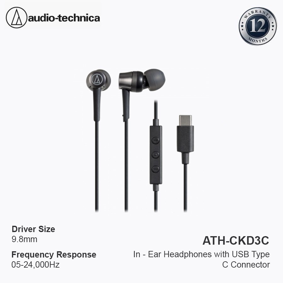 Earphone Audio Technica CKD3C USB-C- ATH-CKD3C In-Ear Headphones TypeC
