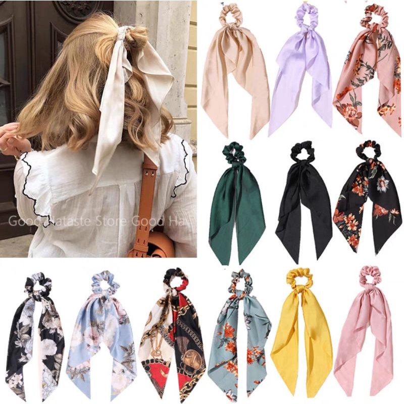 Ikat Rambut Pita Scrunchie Jurai Model Korea Bahan Sifon Kuncir Rambut Scrunchie Kelinci Jumbo