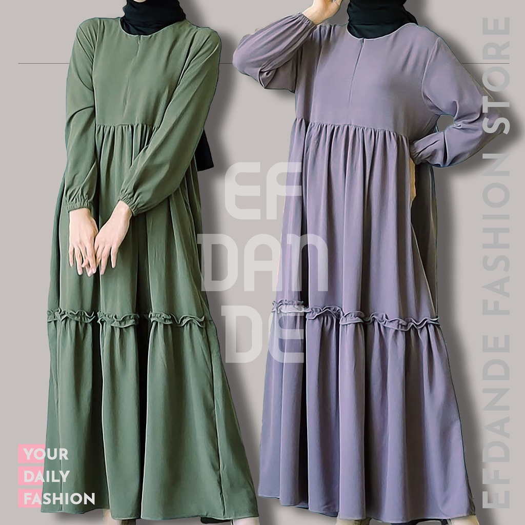 Baju Gamis Polos Wollycrepe Allsize Fit L Ld 100 model Busui Syar'i Baru Dewasa Jumbo Mutif Bordir N