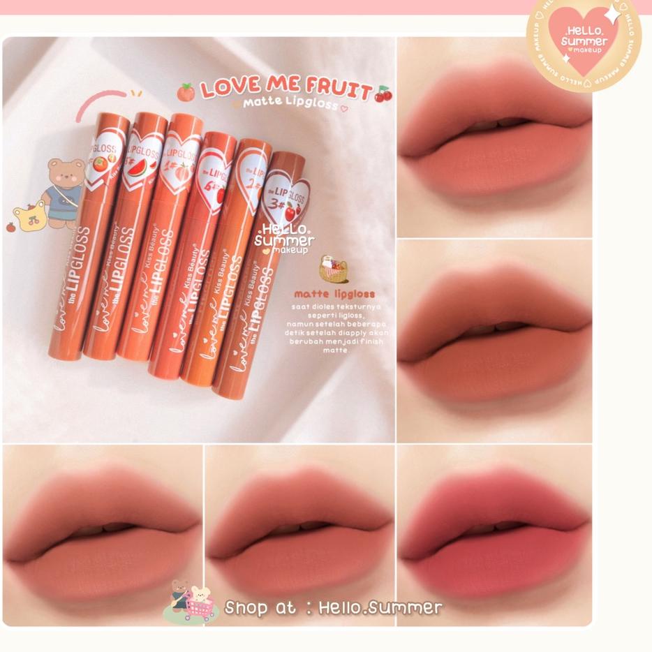 ▶ 𝐌𝐀𝐓𝐓𝐄 𝐋𝐈𝐏𝐒𝐓𝐈𝐂𝐊 - Kiss Beauty Fruit Love Me Velvet Matte Lipgloss Tahan Lama 5ml ♘