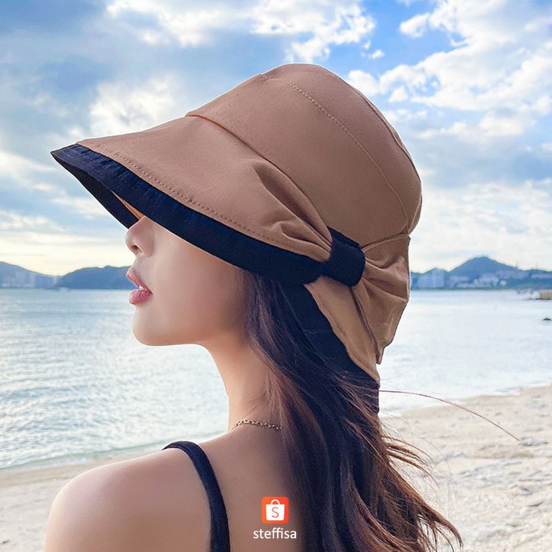 BUCKET HAT PITA SAMPING | topi wanita dewasa stylish cantik impor premium gaya Korea outdoor summer holiday ready stok cod