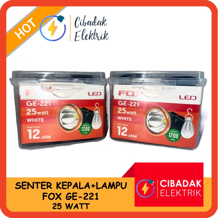 SENTER KEPALA 25 WATT FOX GE221 / GE-221 / GE 221 (BONUS LAMPU LED AC)