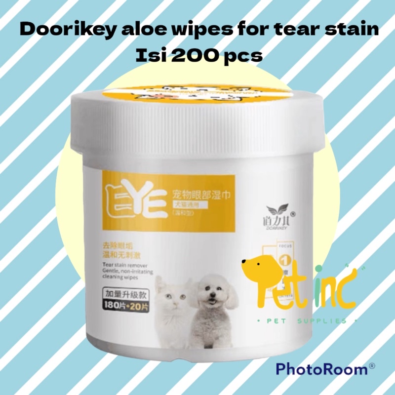 Doorikey aloe tear stain wipes isi 130 pads and 200 pads