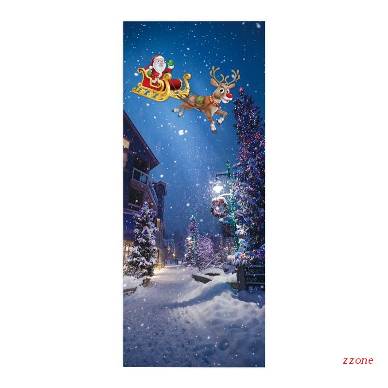 Zzz 2pcs / set Stiker Dinding / Pintu / Kulkas Motif Santa Claus Natal Untuk Dekorasi Rumah