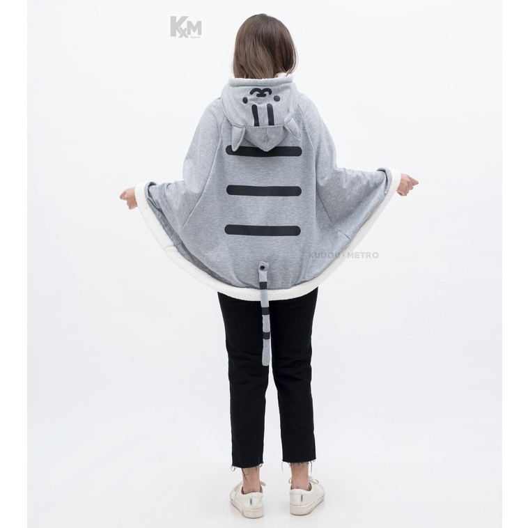Hoodie Kawaii Neko Grey Jubah Kucing Premium