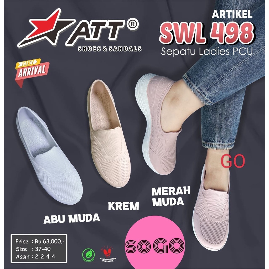 sogo ATT SWL 498, SWL 501 &amp; NEW ERA LB 10020 Sepatu Karet Wanita Santai Slip On Anti Air Lentur Nyaman Kuat Ringan