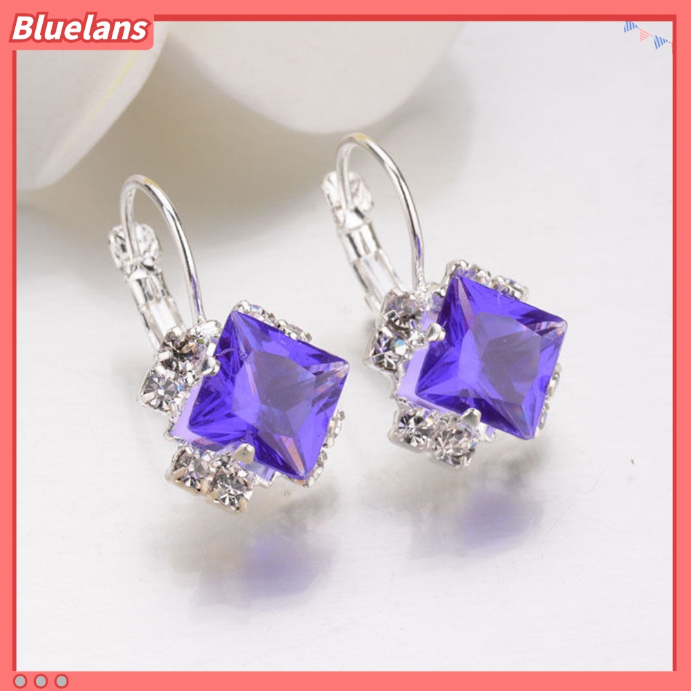 Bluelans Women Fashion Shiny Rhinestone Leverback Earrings Engagement Wedding Jewelry