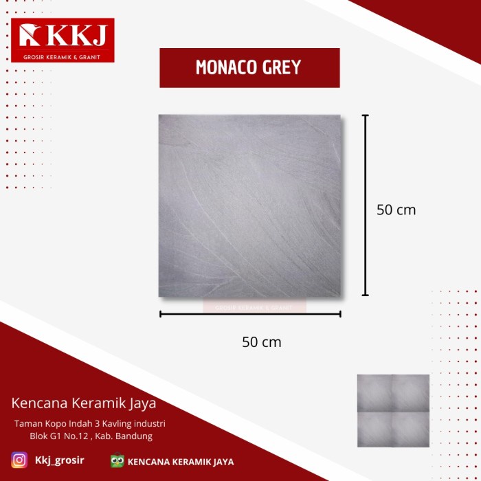 Keramik Lantai Monaco Grey 50x50 Kualitas 1 Grade A