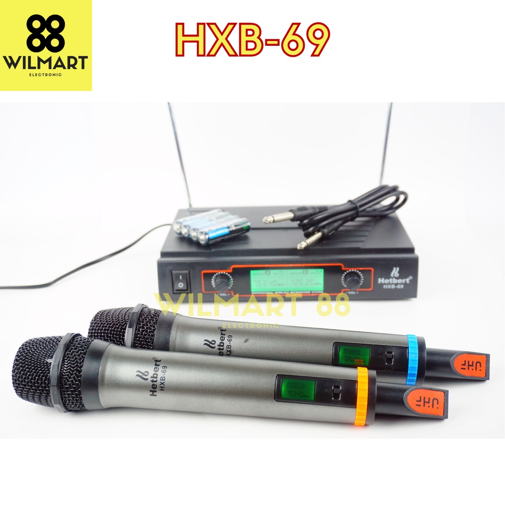 [✅COD] Mic Wireless UHF Hetbert HXB-69 Microphone Genggam 2 Buah HXB - 69 Original