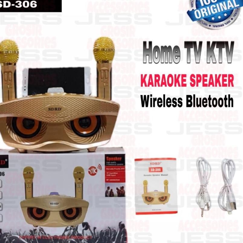 Limit Edision Speaker Bluetooh Karaoke Merek SDRD 306 DUAL MIC ORI 100% SD306 Dual Microphone Wirele