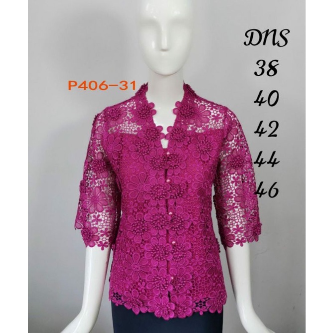 pink butik brokat hokky bunga double timbul kancing made in bangkok