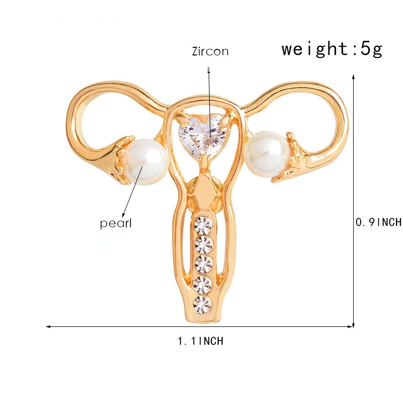 Bros Pin Desain Organ Rahim Wanita Hias Mutiara Untuk Dokterperawat